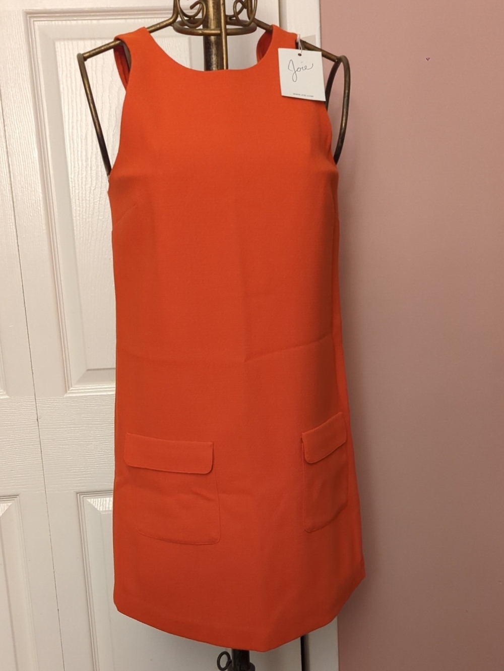 Joie Bright Orange Sleeveless Shift Dress